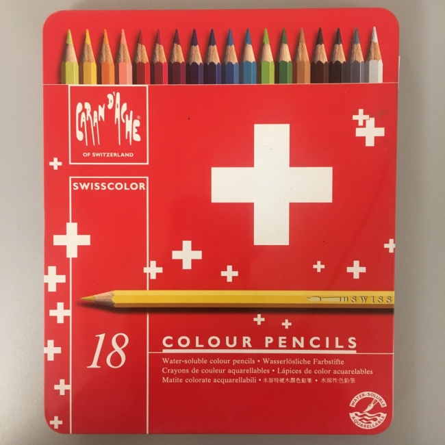 18 SWISSCOLOR Aquarellfarbstifte, Metallbox